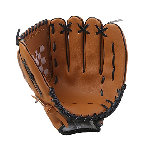 Keenso Baseball Gloves, PU Leather Left Hand Glove, Comfortable Wrist Deep Pocket for Kids and Youth, 10.5 11.5 12. Inch for Outdoor Sports - color: Brown & Black, size: 12.5 inch