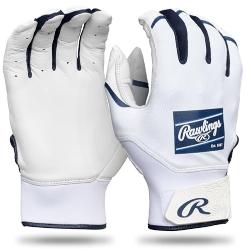 Rawlings | Clout Baseball Batting Gloves | Youth Sizes | Multiple Colors - color: WHITE/NAVY, size: Small
