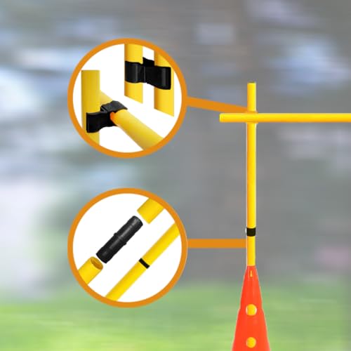 Agility Poles and Hurdles Set Detachable Speed Training Poles Set 8 Training Cones and 12 Agility Poles - color: Orange