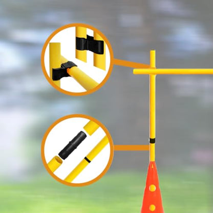Agility Poles and Hurdles Set Detachable Speed Training Poles Set 8 Training Cones and 12 Agility Poles - color: Orange