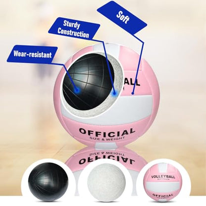 6 Pack Official Size 5 Synthetic Leather Volleyballs, Includes Pump and Net Bag, Volley Ball for Indoor and Outdoor Competition