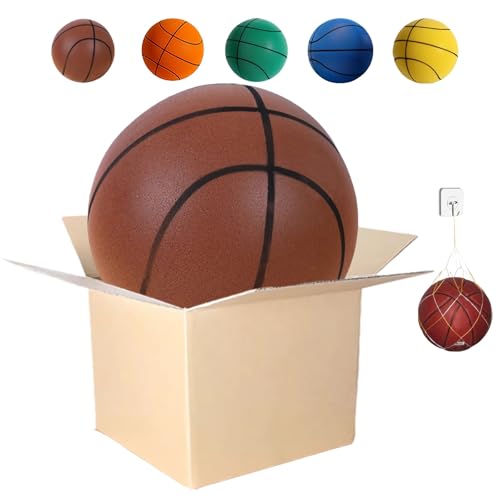 Silent Indoor Basketball, Noiseless Foam Construction, Soft Touch Surface Training Ball, Non-Damaging Design Evolution Basketball Training, Airless with Realistic Bounce - color: Brown, size: NO.7(9.44 in)