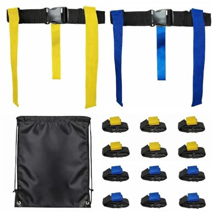 HE Adult Flag Football Belts 40″ Adjustable, Extra-Wide 2″ Heavy-Duty Polypro – American Made Lifetime Waranty Several Colors - color: Blue/Yellow