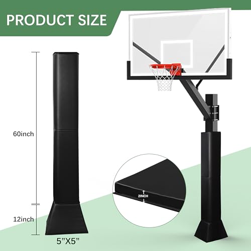 Katop Square Basketball Pole Padding, Professional Heavy Duty Protective Pad, 2-Inch Thick, All-Weather Pads fit 4-8Inch Square Poles, Heavy Duty Safety Pole Pads for Player Protection - size: 5"×5", style: Base