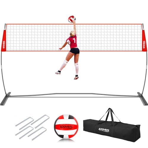 12FT/20FT Portable Volleyball Net Volleyball Net for Backyard Freestanding Volleyball Practice Net Outdoor Indoor Volleyball Training Set with Adjustable Height Carry Bag and Volleyball - style: 20 FT Volleyball Net Set