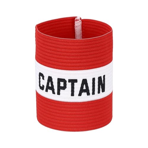 Captain Armband Soccer Captain Arm Bands Elastic Adjustable Leader Armbands Team Sport Rugby Player Band for Football - color: Red/White, size: 4.1x3.4 Inch