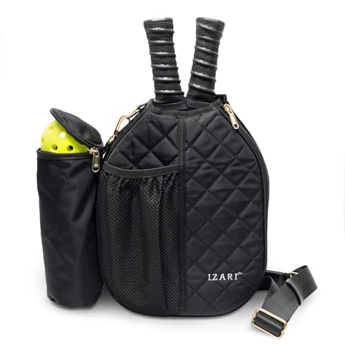 IZARI Designer Pickleball Bag For Women With Fence Hook | Original Stylish Quilted Sports Bag for Pickle Ball with Ball Bag - size: Small