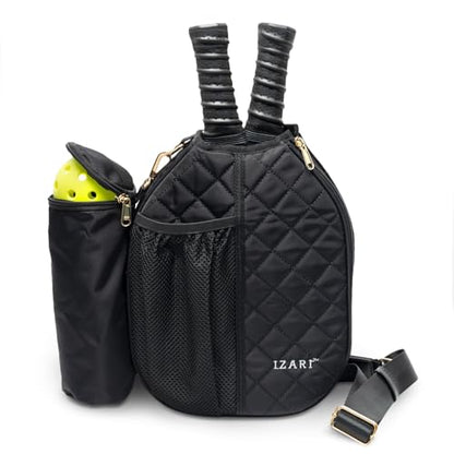 IZARI Designer Pickleball Bag For Women With Fence Hook | Original Stylish Quilted Sports Bag for Pickle Ball with Ball Bag - size: Small