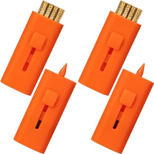 PAGOW 4 Pack Retractable Golf Club Cleaner Brush, Portable Double-Sided Golf Club Brush Groove Cleaner-Multicolor - color: Orange
