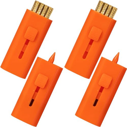 PAGOW 4 Pack Retractable Golf Club Cleaner Brush, Portable Double-Sided Golf Club Brush Groove Cleaner-Multicolor - color: Orange