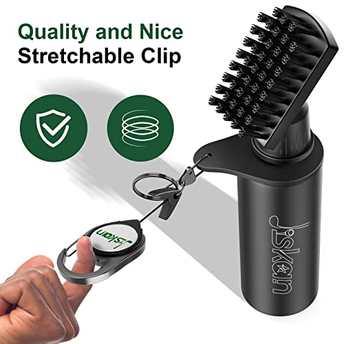 Jiskan 2 Pack Pro Golf Club Cleaner Brush Combo with Squeeze Water Bottle 7.5 Inches Holds 4 Ounces of Water, Essentials Golf Accessories for Men, Best Golf Gifts for Men