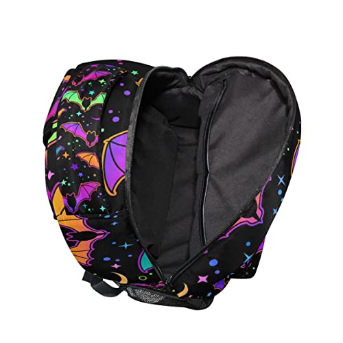 Halloween Rainbow Bats Backpack School Bookbag Lightweight Laptop Backpack for Men Women Kids - color: Halloween Bats