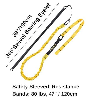 Swing Trainer for Golf/Baseball/Tennis Improvement, Resistance Cord (25&80lbs) with Weighted Workout Bar, Rotational Movements Exercise in Core Training