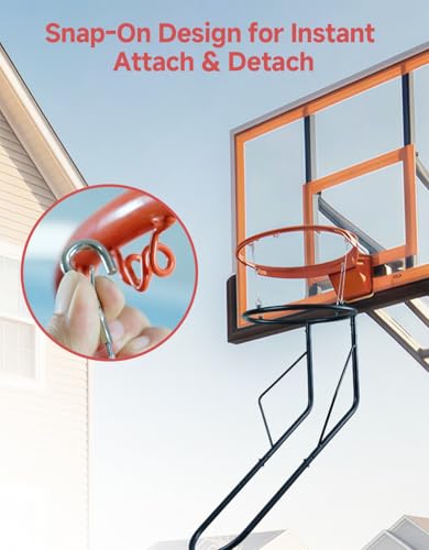 Basketball Rebounder, Heavy Duty & Quick Release Basketball Return Attachment, 180 Degree Rotatable Chute Shot Returner for 18" Rim Indoor and Outdoor Basketball Trainning Equipment