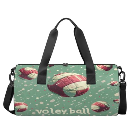 Sports Volleyball Round Barrel Sports Fitness Bag, Grass Green Travel Luggage Bag, Reusable Handbag, Suitable For Men and Women