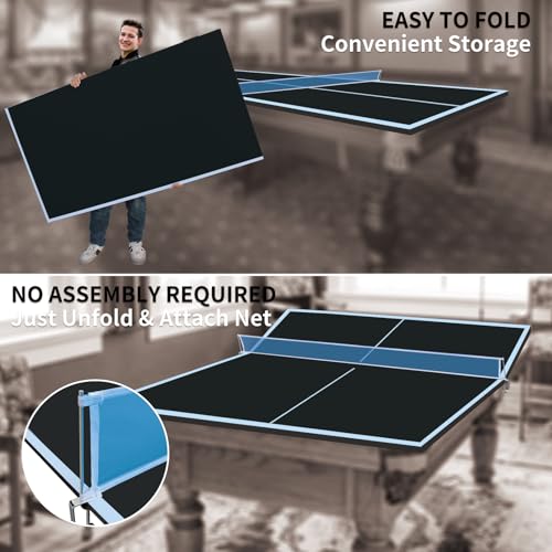 8×4ft Black Mid-Size Ping Pong Conversion Top Foldable & Portable Table Tennis Table Top for Indoor Games