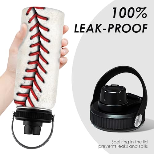 Baseball Water Bottle 32oz, Sport Travel Stainless Steel Tumbler With Lid, Double Wall Vacuum Insulated Coffee Cup Travel Mug, Fathers Day Birthday Baseball Gift For Boys Dad Husband - color: Baseball-2