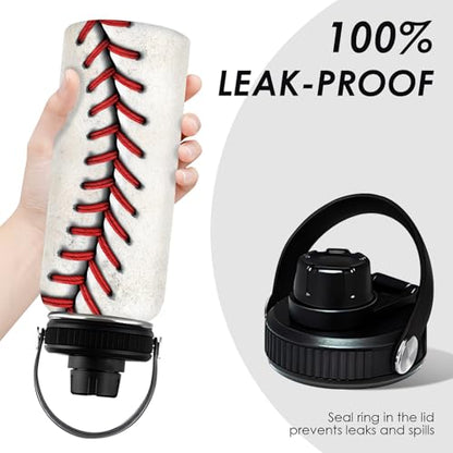 Baseball Water Bottle 32oz, Sport Travel Stainless Steel Tumbler With Lid, Double Wall Vacuum Insulated Coffee Cup Travel Mug, Fathers Day Birthday Baseball Gift For Boys Dad Husband - color: Baseball-2