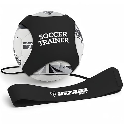 Vizari Soccer Trainer Belt - Solo Training for Youth & Adult - Soccer Kick Trainer for Ball Sizes 3, 4, 5 | Ideal for Volleyball, Rugby, Football - color: Black