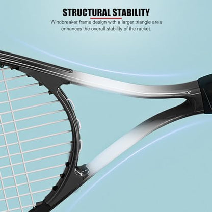 27-inch Beginner Tennis Racque for Adult - Light Adult Singl Racquet Set for Women Men with Carry Bag - color: Black