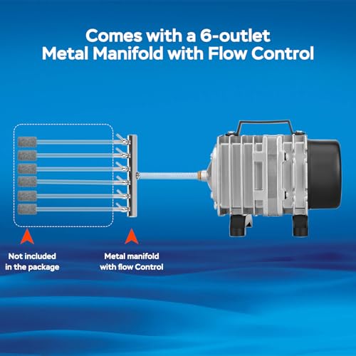 AquaMiracle Aquarium Air Pump Commercial Air Pump with Aluminum Housing, 600/1000/1200/1750GPH Fish Tank Bubbler Pond Aerator for Aquariums, Ponds, Hydroponics - style: 35W-1000GPH