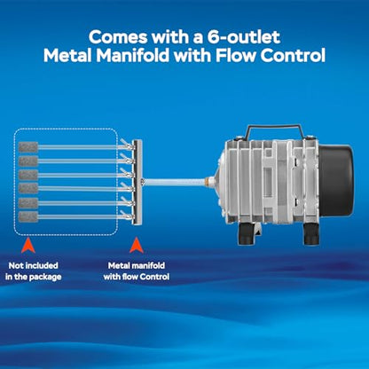 AquaMiracle Aquarium Air Pump Commercial Air Pump with Aluminum Housing, 600/1000/1200/1750GPH Fish Tank Bubbler Pond Aerator for Aquariums, Ponds, Hydroponics - style: 35W-1000GPH