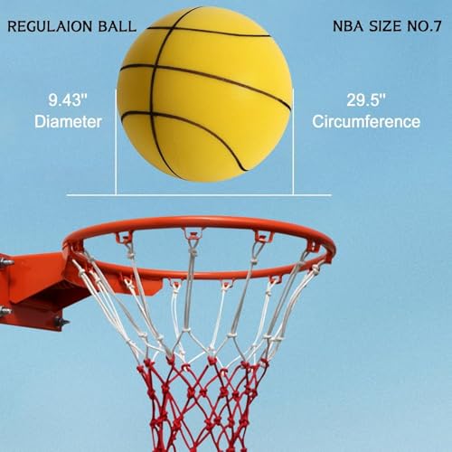 Silent 2025 Upgrade Quiet Foam Basketball, Size 7 (29.5-Inch), High Bounce Noiseless Basketball for Indoor Dribbling and Training