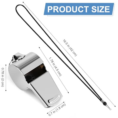 Guirnd Coach Whistle 4P, Stainless Steel Coaches Whistle with Lanyard, Loud Crisp Sound Sport Metal Whistles for Adults, Referees, Officials, Emergency, Outdoor