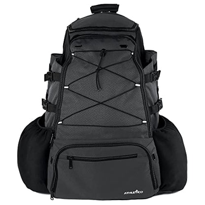 Athletico Dominator Baseball Bag - Softball Bat Bag with Shoes Compartment for Youth, Boys and Adult, Lightweight Baseball Bag with Fence Hook Hold TBall Bat, Batting Mitten, Helmet, Caps, Teeball Gear - color: Black