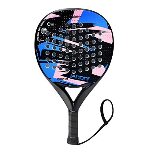 Padel Racket Carbon Fiber Surface with EVA Memory Flex Foam Core Lightweight Padel Racquet - color: blue