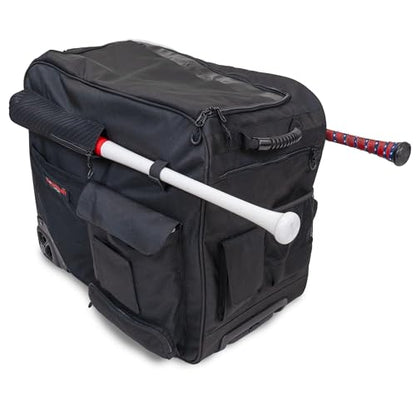 PowerNet Rolling Bucket Bag, Holds 2 6-Gallon Bucket of Baseballs & Softballs, Storage Pockets for Baseball Bat, Gloves & Scoreboards, Fits Launch F-lite Pitching Machine & Balls - style: Pro
