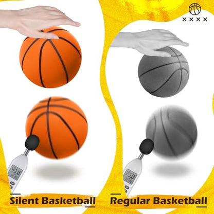 Silipull Size 7 (29.5") Silent Basketball and Hoop Set – Noiseless Airless Foam Basketball for Quiet Indoor Dribbling & Training, Realistic Feel with High Bounce, Ideal for Teens Adults(Orange)