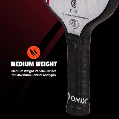 Onix Evoke Premier Professional Tournament Pickleball Paddle Composite Face Impact Paddle Shape - color: Red - CT-16 Standard Weight 16mm, size: Medium, style: 16mm
