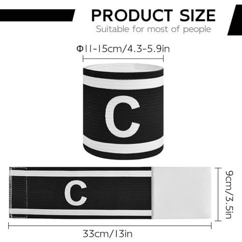 Unisex Captain Armband for Soccer Training, Adults & Youths Classic Captain ‘C' Arm Band Adjustable Elastic Captain Armbands Team Sports Accessories - color: Black