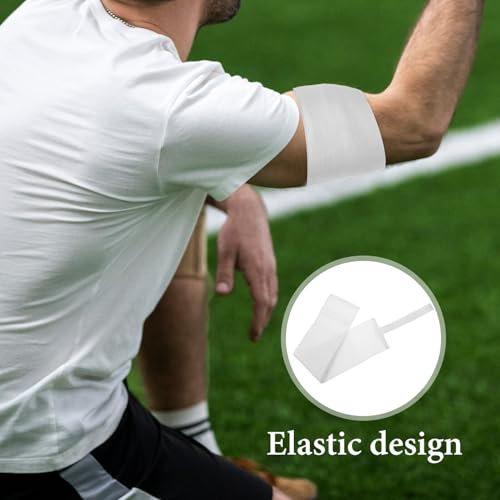 POPETPOP Adjustable White Captain Armband 4-Pack for Soccer Football Basketball Team Sports Elastic Blank DIY Player Bands 17.71X2.75In