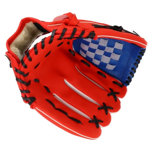 TOYANDONA Pu Thickened 11.5 Inch Baseball Glove Infielder’s Mitt Pitcher Training Glove Red for Youth and Adult Team Sports