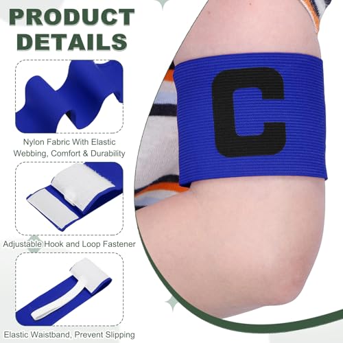 Captain Armbands, Adjustable Leader Arm Band for Soccer Elastic Team Sport Arm Band -Fitting for Football/Volleyball/Rugby - color: Blue