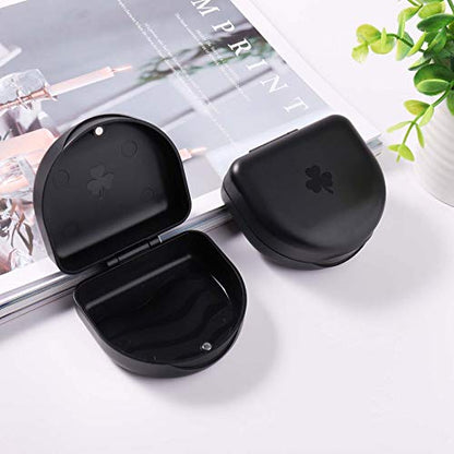 (2 Pack) Retainer Case,Solid Orthodontic Retainer Case-black