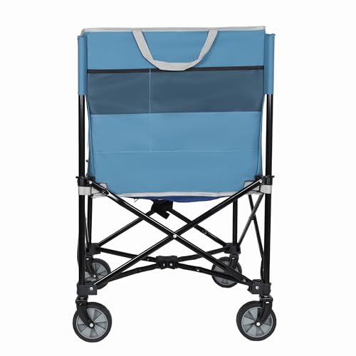 Blue & Gray Rolling Ball Collapsible Wagon, Collapsible Design, Steel Frame, Folding Camping Cart for Yard, Volleyball Basketball Tennis Toy Storage Multi-Sport Family Gym, 20x20x37 in