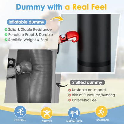 Football Tackle Dummy for Youth, Unfilled Tackling Dummies for Football Training, Heavy Duty Tear-Resistant Blocking Pad & Grappling Bag with Reinforced Handles for Wrestling, MMA, Basketball & Soccer