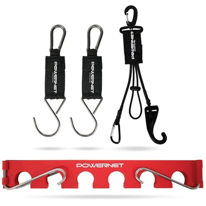 PowerNet Dugout Organizers, Softball & Baseball Bat Fence Rack, Multi-Clip Gear Hanger, Two Fence Hooks or Dugout Bundle, Baseball Coaching Accessories, Baseball Equipment Dugout Organizer with Hooks - style: Dugout Bundle