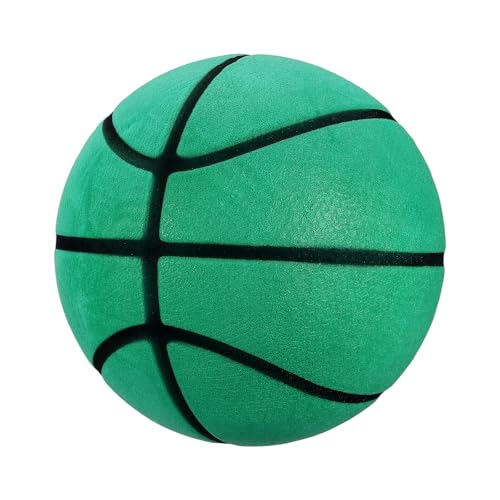 Silent Basketball, Quiet Basketball High Density Foam No Noise Sculpted Groove Bouncing Ball with Net Bag - color: Green, size: 8.3 Inch