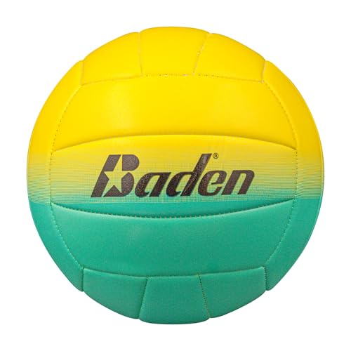 Baden | Fun Design | Official Size & Weight Indoor & Outdoor Volleyball | Bright & Beachy! Soft Touch Synthetic Leather, Durable Stitching |All Ages & Skill Levels - color: 2 Tone - Yellow, Blue