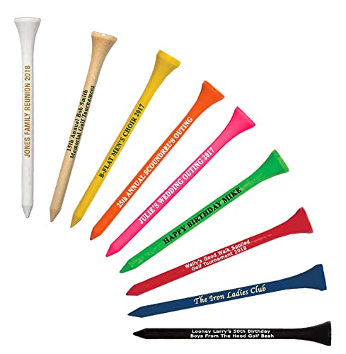 250 Personalized Custom Wood Golf Tees - 1 Color Imprint - color: Yellow