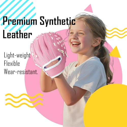 Senston Kids Youth Adult Baseball Glove, 10.5'' Softball Mitt, Left/Right Hand Throw with Ball