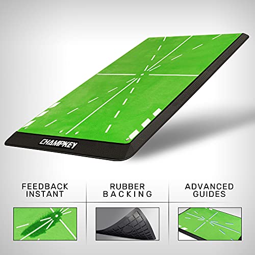 CHAMPKEY Heavy-Duty Golf Hitting Mat - Swing Path Feedback Golf Practice Mat - Ideal for Indoor and Outdoor Training - size: 13" x 17", style: Golf Mat
