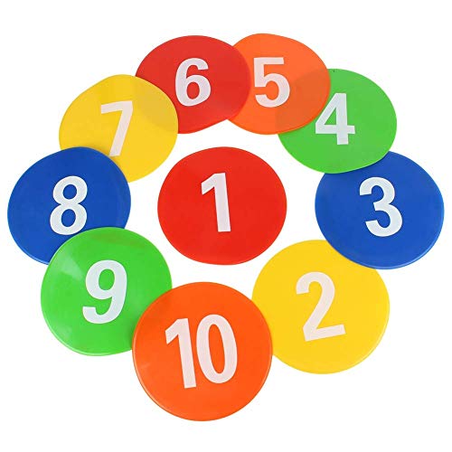 HERCHR 10 PCS Soccer Target Discs Set, Training Spot Markers Flat Field Cones Plastic Colored Circles for Kids to Sit on for Soccer Basketball Sports Speed Agility Training