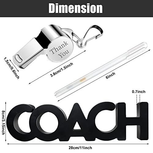 Yalikop 3 Pcs Coach Gifts Football Coach Wood Sign Thank You Whistle Marker Pen Stainless Steel Whistle with Rope for Men Women Soccer Baseball Volleyball Sports Gifts - style: Basic Style