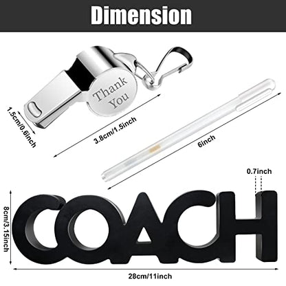 Yalikop 3 Pcs Coach Gifts Football Coach Wood Sign Thank You Whistle Marker Pen Stainless Steel Whistle with Rope for Men Women Soccer Baseball Volleyball Sports Gifts - style: Basic Style
