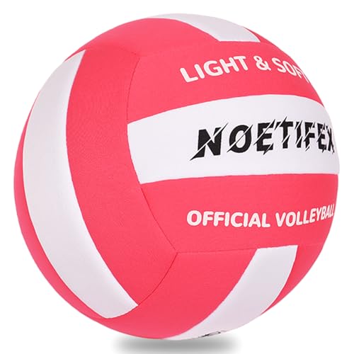 Soft Volleyball-Super Soft Fabric Light Volleyball for Indoor Practice Safe and Quiet Kids Youth Beginners House Yard Training Practice Games(Deflated) - color: Red,white